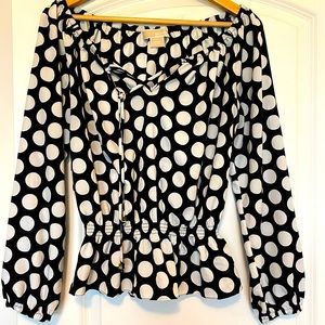 Michael Kors Black and White polka dot blouse size Petite Medium